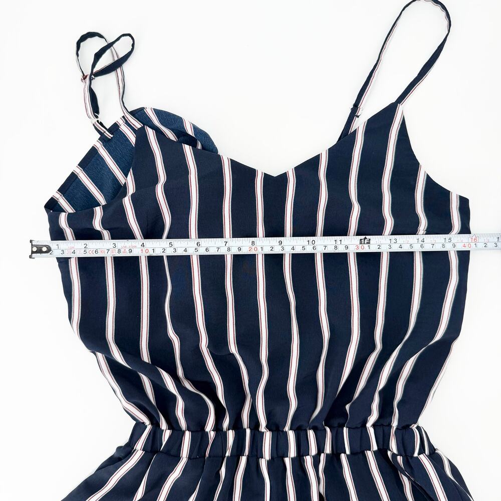 Davi & Dani Navy Striped Wide Leg Jumpsuit Open Back Tie Women Small - Picture 5 of 9